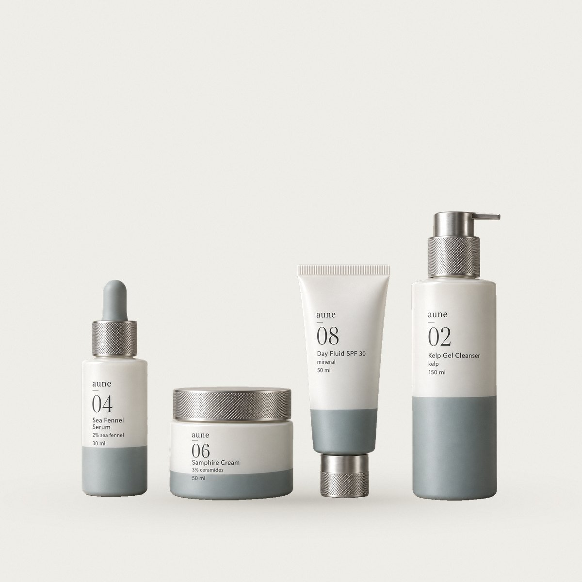 The Coast Kit: the formulas grouped together on a warm white backdrop