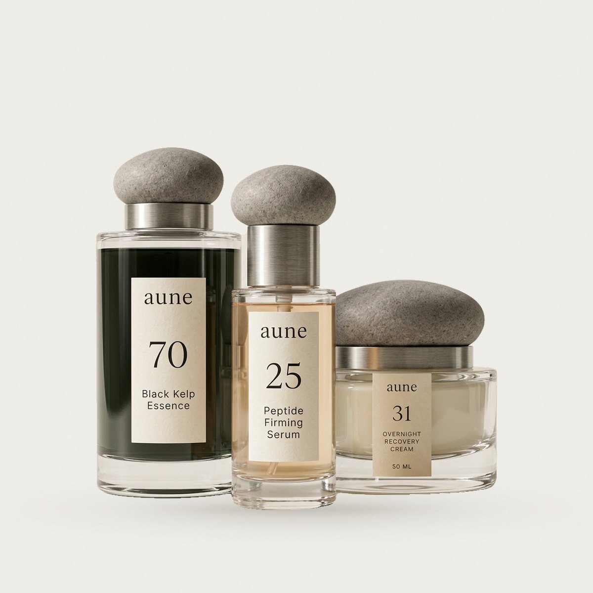 The Reserve Ritual: the formulas grouped together on a warm white backdrop